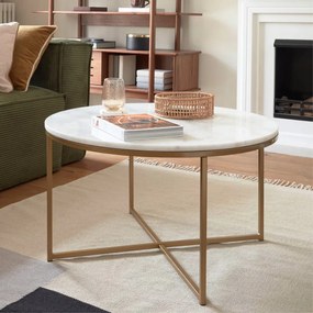 Kave Home Sheffield Salontafel Wit Marmer Rond - 80 X 80cm.