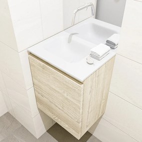 Mondiaz Olan 40cm toiletmeubel light brown grey met wastafel talc links geen kraangat