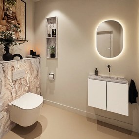 Mondiaz Ture DLux toiletmeubel 60cm talc met wastafel glace rechts zonder kraangat