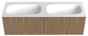 Mondiaz Kurve 140cm badmeubel dusk met 2 lades en wastafel big small dubbel zonder kraangat