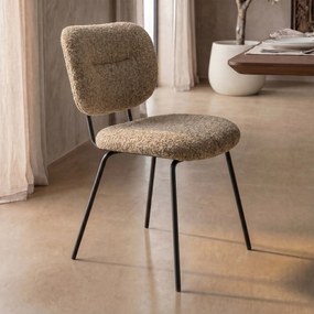 Moderne Eetkamerstoel Beige Boucle