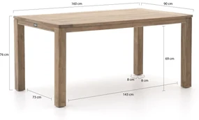 Forza Barolo/ROUGH-S 160cm dining tuinset 5-delig
