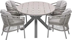 Garden Impressions Sorong tuinset 5-delig - Tulli tuintafel 180x115 cm - light teak vironwood