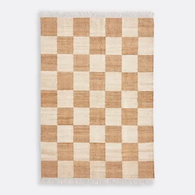 Vloerkleed 78% jute, dambordmotief, Ionisa