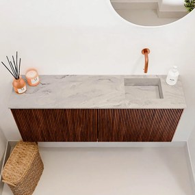 Mondiaz Joya DLux 100cm toiletmeubel ruby met wastafel faye rechts zonder kraangat glace