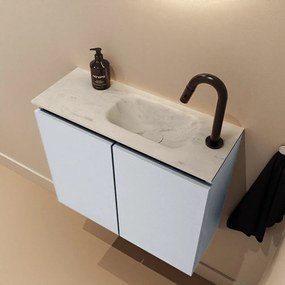 Mondiaz Ture DLux toiletmeubel 60cm clay met wastafel opalo rechts met kraangat