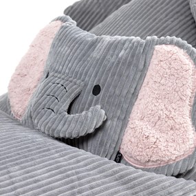 Kinder Zitzak Olifant Lounger & Kussen Set - Grijs