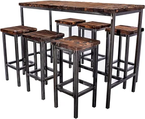 CHYRKA® Bartafel barkruk LS bartafel SAMBOR barmeubel loft vintage bar industrieel design handgemaakt hout metaal
