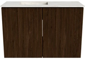 Mondiaz Joya DLux 60cm toiletmeubel walnut met wastafel faye links zonder kraangat ostra