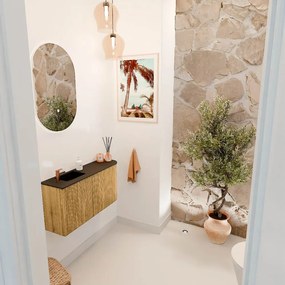 Mondiaz Joya 80cm toiletmeubel ronding rechts oak met wastafel faye links 1 kraangat urban