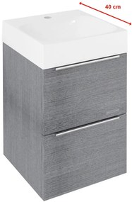 Sapho Emona Compact wastafelmeubel 55cm eiken grijs met witte wastafel