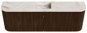 Mondiaz Joya DLux 125cm toiletmeubel ronding links/rechts walnut met wastafel faye midden 1 kraangat frappe