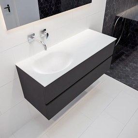 Mondiaz Vica 120cm badmeubel dark grey 2 lades wastafel Moon links geen kraangat