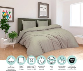 Dekbedovertrek Flanel– 100% zacht katoen – 140×200/220 – greige