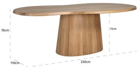 Richmond Interiors Riva Eettafel Eikenhout Organische Vorm - 230 X 110cm.