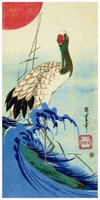 Kunstreproductie The Wave, The Crane & The Rising Sun - Utagawa Hiroshige