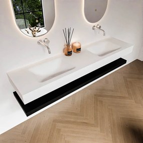 Zaro Alan badmeubel 180cm met planchet urban en vrijhangende wastafel cloud dubbel zonder kraangat talc