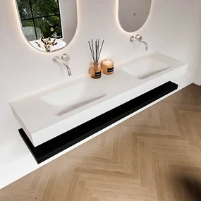 Zaro Alan badmeubel 180cm met planchet urban en vrijhangende wastafel cloud dubbel zonder kraangat talc