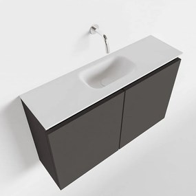 Mondiaz Ture 80cm toiletmeubel dark grey met wastafel talc midden geen kraangat