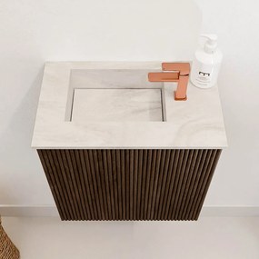 Mondiaz Joya DLux 40cm toiletmeubel walnut met wastafel faye links 1 kraangat ostra