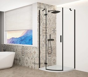 Gelco Trinity kwartronde douchecabine 90x90cm links helder glas zwart mat