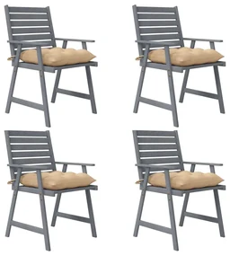 vidaXL Tuinstoelen 4 st met kussens massief acaciahout