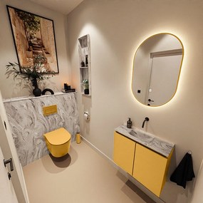 Mondiaz Ture DLux toiletmeubel 60cm ocher met wastafel glace midden zonder kraangat