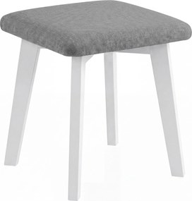 Mazzoni MILO Lichtgrijs (stof Sawana 21)/wit beuken onderstel - VIERKANTE GESTOFFEERDE KRUK VOOR KEUKEN/WOONKAMER