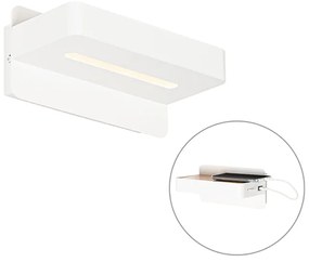 Moderne wandlamp wit incl. LED met USB en schakelaar - Ted Modern Binnenverlichting Lamp