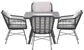Garden Impressions Lucas tuinset zwart 5-delig - Mina tuintafel 90x90 cm