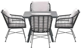 Garden Impressions Lucas tuinset zwart 5-delig - Mina tuintafel 90x90 cm