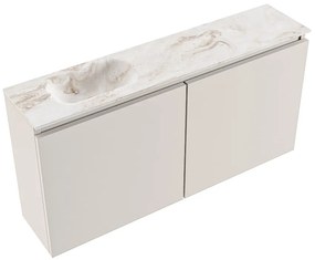 Mondiaz Ture DLux toiletmeubel 100cm linen met wastafel frappe links met kraangat