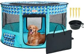 VEVOR Puppy Playpen Opvouwbaar 1117 x 1117 x 609 mm Puppy Run Dieren Playpen 13 x 5 cm Opvouwbare Voerbak Hondenren 600D Oxford Stof Hondenren Vrijlopende Omheining voor Kleine Middelgrote Huisdieren