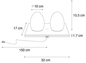 Buitenlamp met dimmer LED Set van 2 tafellamp met dimmeren wit RGBW oplaadbaar - Eggo Modern IP54 Buitenverlichting ovaal Lamp