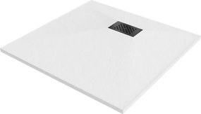 Mexen Hugo SMC vierkante douchebak 80 x 80 cm, wit, zwarte afdekking - 42108080-B