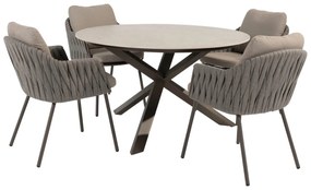Taste by 4 Seasons Cannes tuinset terre met Prado tafel 130 cm Tuinstoel   bruin weerbestendig