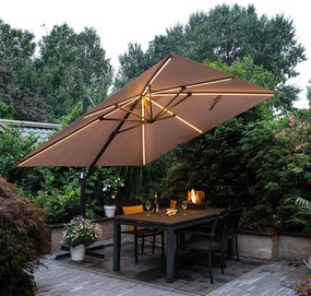 Garden Impressions Hawaii zweefparasol Lumen LED 300x300 cm - donker grijs
