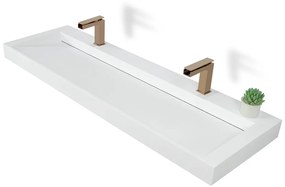 Muebles Calas badmeubel ribbelfront 160cm macchiato met solid surface wastafel met kraangaten