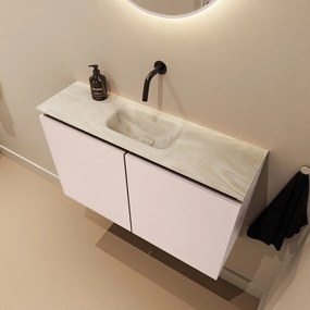 Mondiaz Ture DLux toiletmeubel 80cm rosee met wastafel ostra midden zonder kraangat