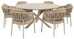 Taste by 4 Seasons Calma tuinset latte met Prado tafel 160 cm Tuinstoel taupe weerbestendig