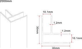 Mueller hoekprofiel voor 10mm glaswand gunmetal