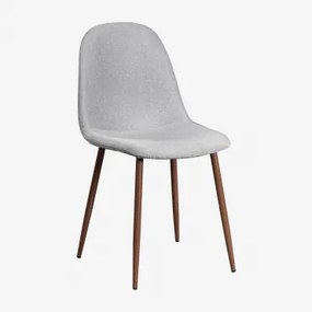 Set Van 2 Glamm Eetkamerstoelen Donker Hout & Linnen Betongrijs & Linnen - Sklum