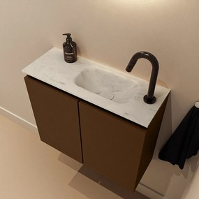 Mondiaz Ture DLux toiletmeubel 60cm rust met wastafel opalo rechts met kraangat