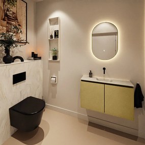 Mondiaz Ture DLux toiletmeubel 80cm oro met wastafel ostra midden zonder kraangat