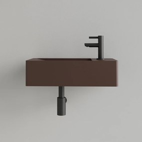 Sanigoods Luko fontein 40x22cm rechts met kraangat choco bruin