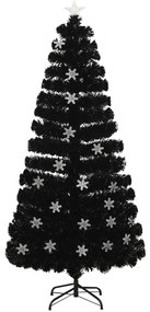 vidaXL Kerstboom met LED-sneeuwvlokken 150 cm glasvezel zwart