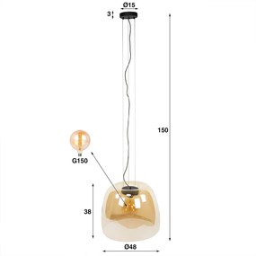 Grote Hanglamp Koperkleurig Glas 48 Cm