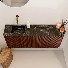 Mondiaz Joya DLux 100cm toiletmeubel ronding rechts ruby met wastafel faye links zonder kraangat lava