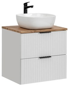 Comad Adele White badkamermeubel 60cm wit mat met waskom en toppaneel eiken