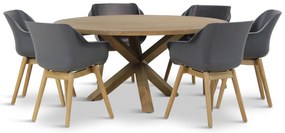Tuinset Ronde Tuintafel 6 personen 160 cm Kunststof Grijs  Hartman Sophie
